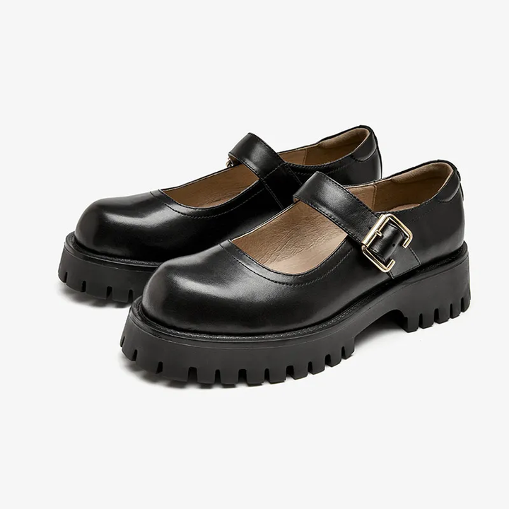 buckle strap platform shoes color black shoe size 5.5 for women