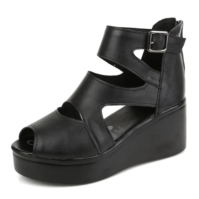 platform sandals color black size 5.5 for women