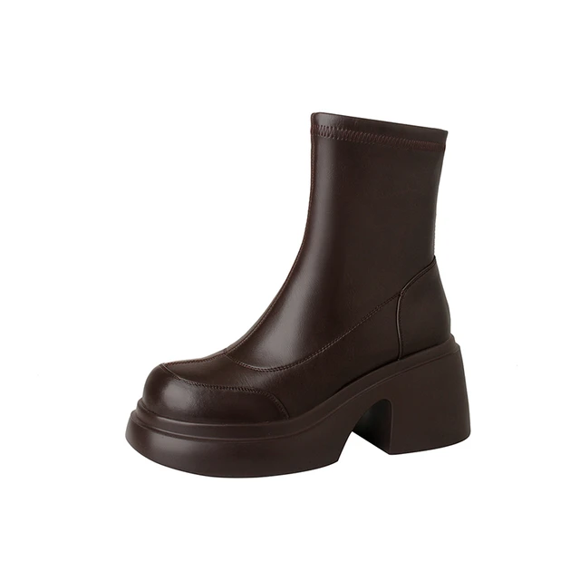 ankle round toe boots color brown size 7 for women