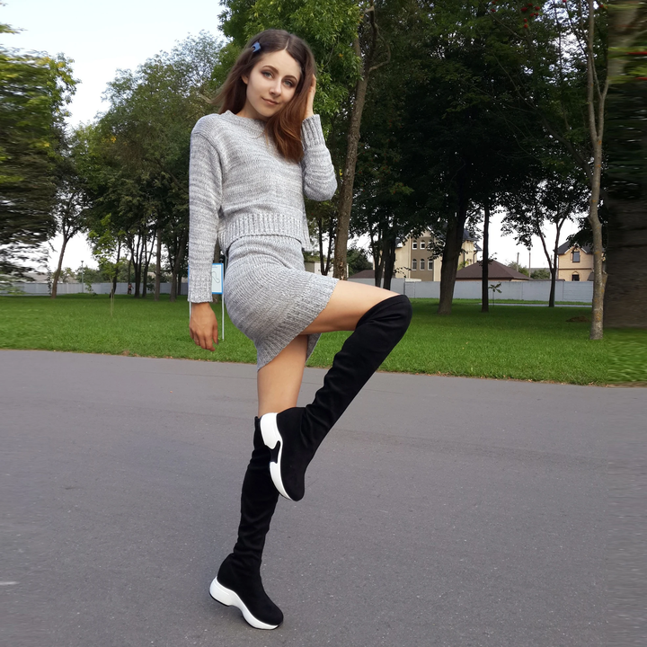 casual long boots color black size 8.5 for women