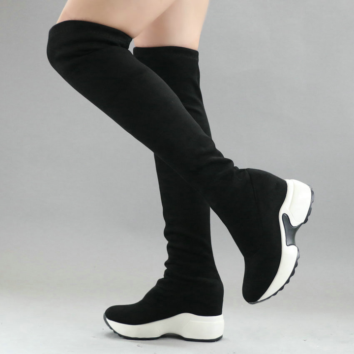 stretch fabrics boots color black size 5 for women
