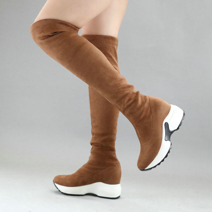 wedges heel boots color camel size 8 for women