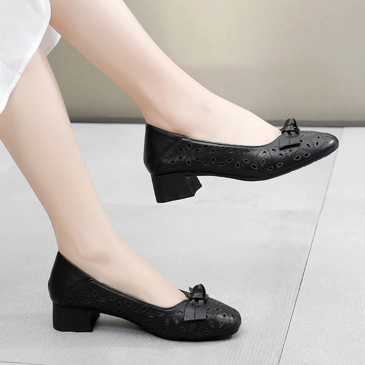 square heel pumps color black size 8 for women