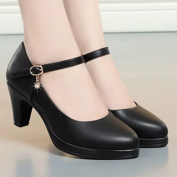 almond toe pump shoes color black size 8 for women