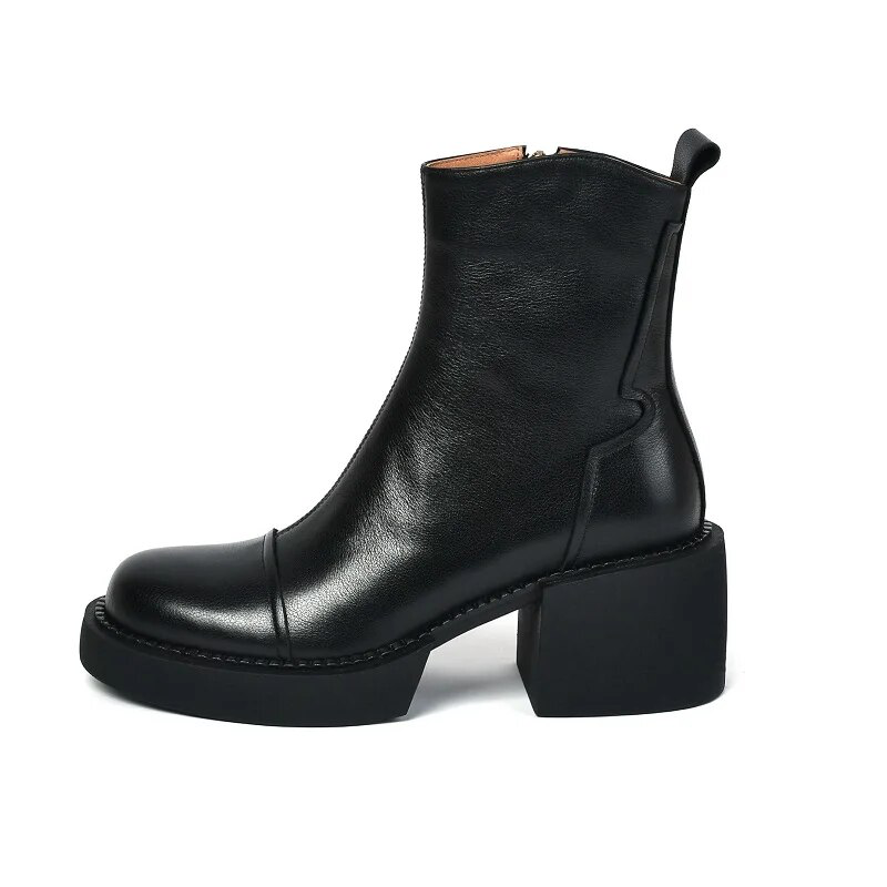 leather boots color black size 8 for women
