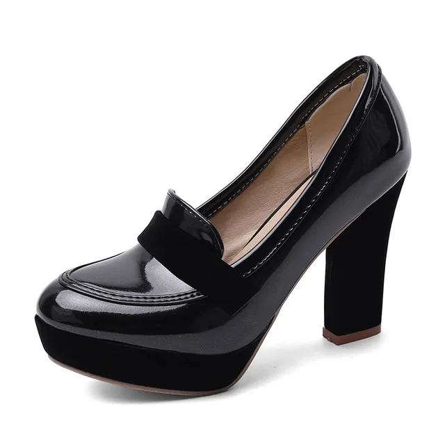 platform pumps color black size 5 for women