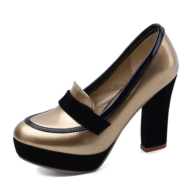 round toe pumps color gold size 6 for women