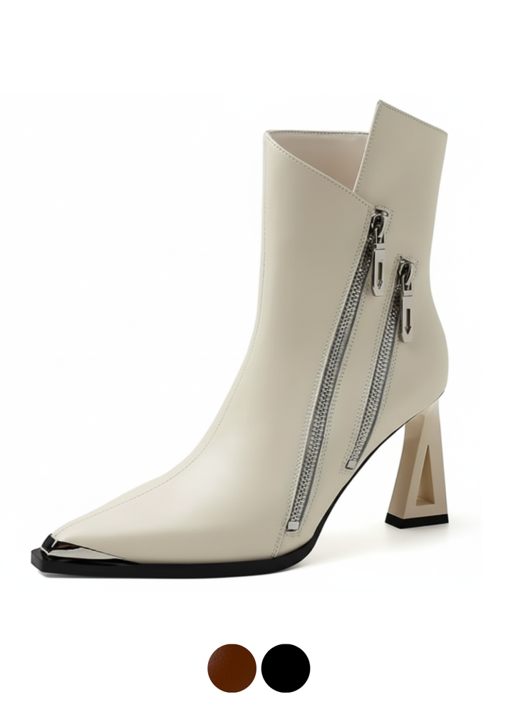 Zephyr Ankle Boot | Genuine Leather Zip Heel