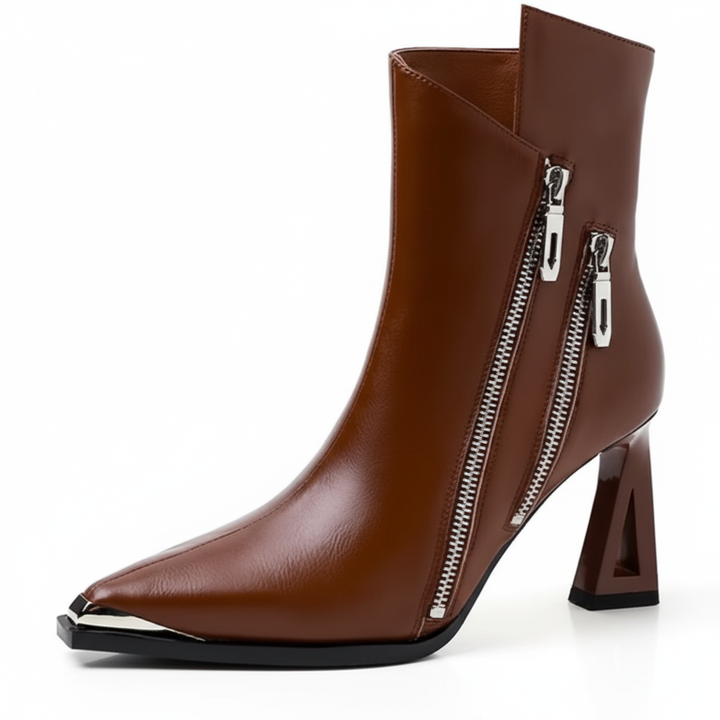 Zephyr Ankle Boot | Genuine Leather Zip Heel