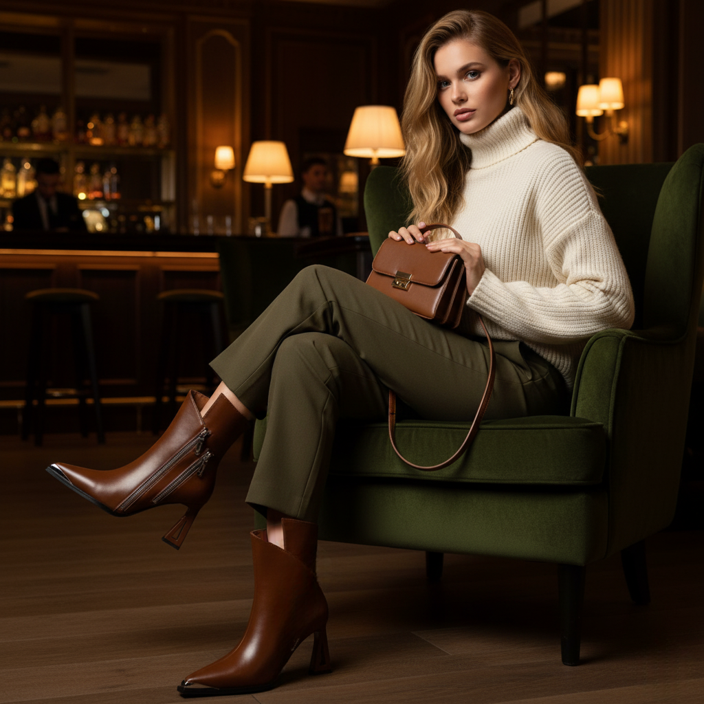 Zephyr Ankle Boot | Genuine Leather Zip Heel