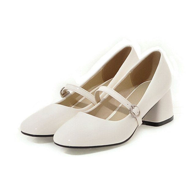 buckle pumps shoes color white size 5 for women