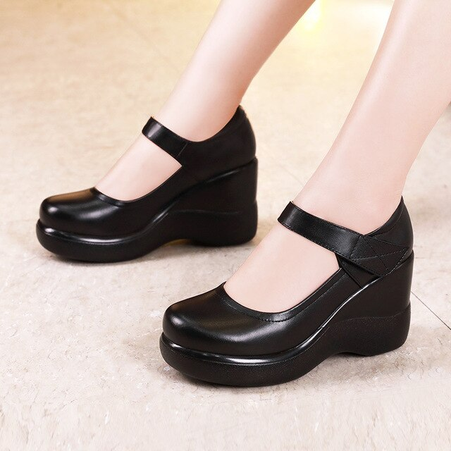 platform wedges shoes color black size 5 for women