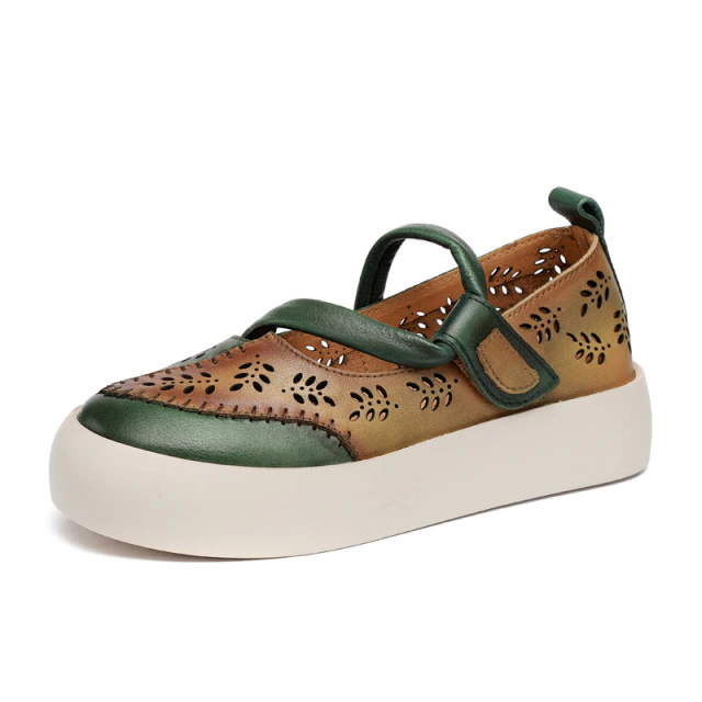platform flats color green size 6 for women