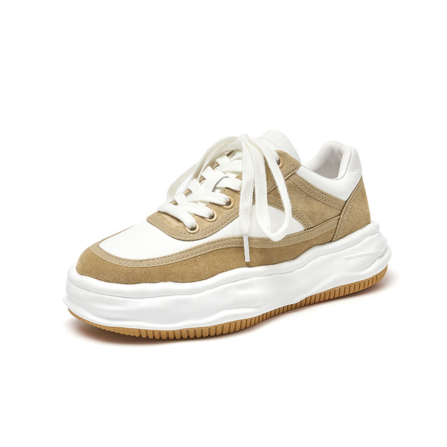 leather sneaker color khaki size 6 for women