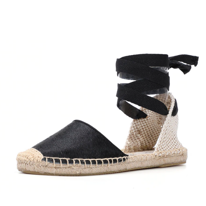 round toe espadrilles color black size 7 for women