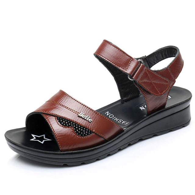 leather sandal color brown size 8 for women
