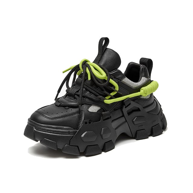 leather sneaker color black size 6 for women