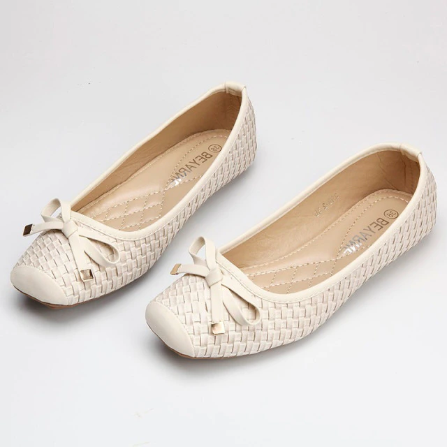 dress flat shoes color beige size 6 for women