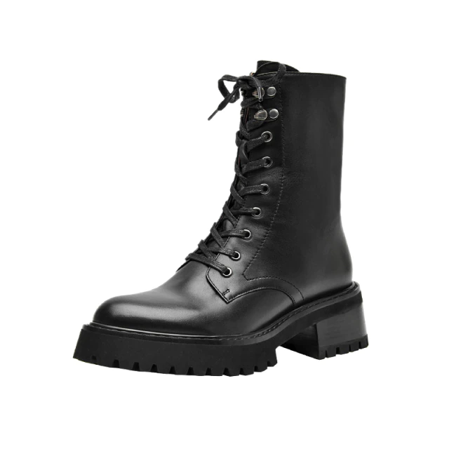 leather boots color black size 5 for women