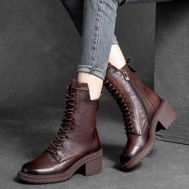 leather boots color brown size 5.5 for women
