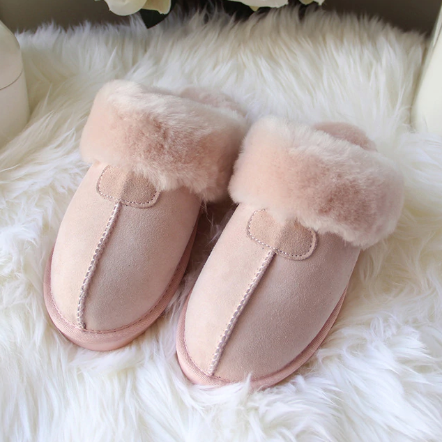 Comfortable Wool Slippers Color Pink Size 9.5 for Women