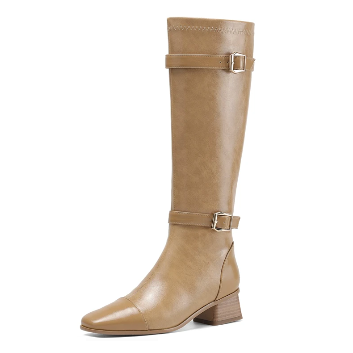 leather boots color apricot size 5.5 for women