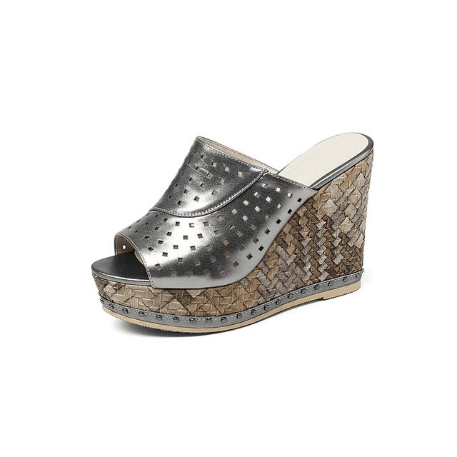 wedges sandals color silver size 6 for women