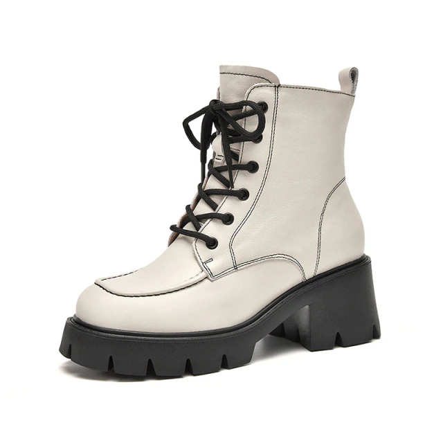 lace up boots color beige size 5 for women