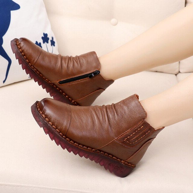 Leather Ankle Boots Color Brown Size 5.5 for Women
