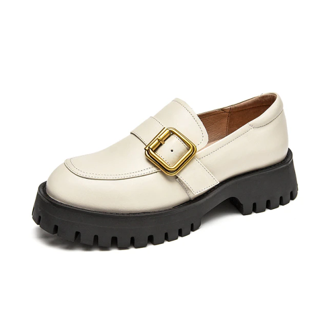 platform loafer shoes color beige size 7 for women