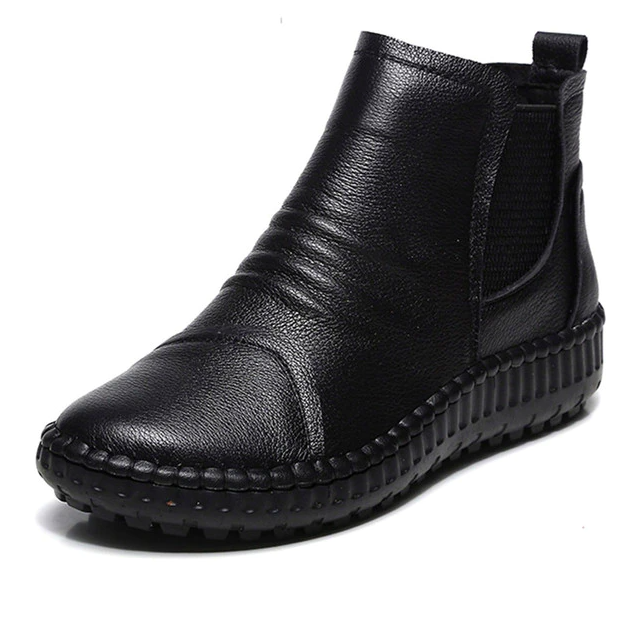 Fercha Women's Leather Soft Warm Ankle Boots