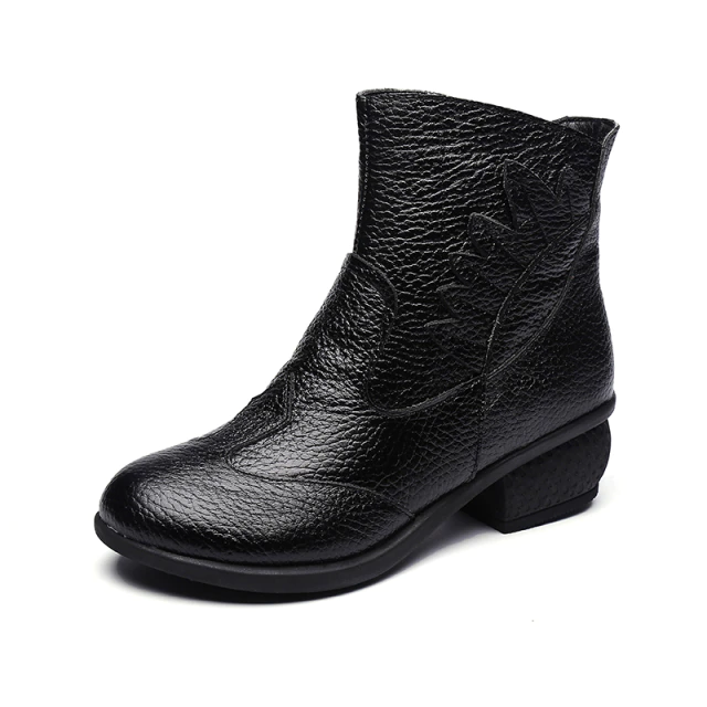 Leather Ankle Boots Color Black Size 7 for Women