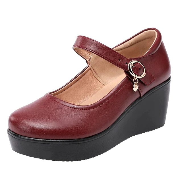comfortable platform shoes color red size 5 for women