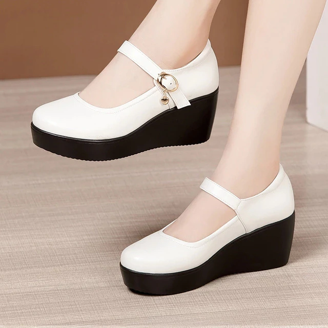 leather platform shoes color white size 5.5 for women