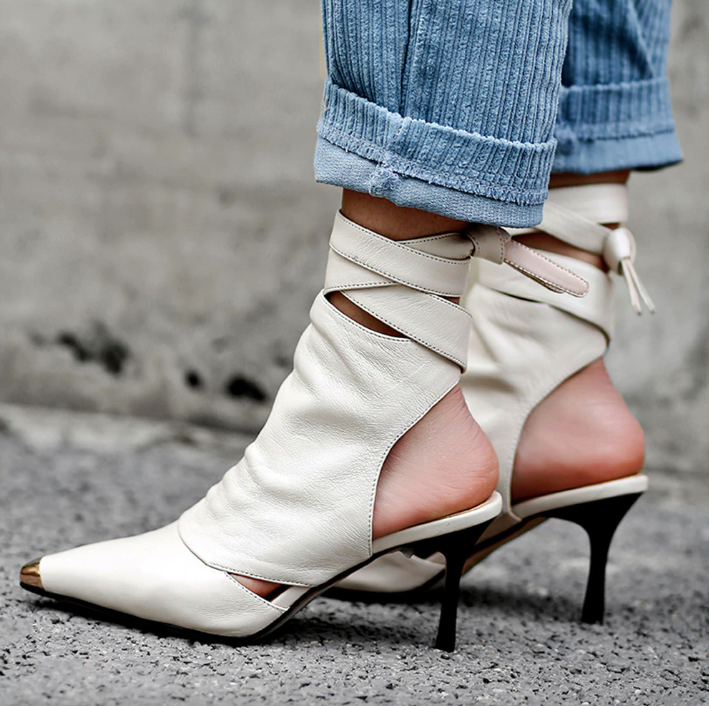 pointed toe sandals color beige size 6 for women