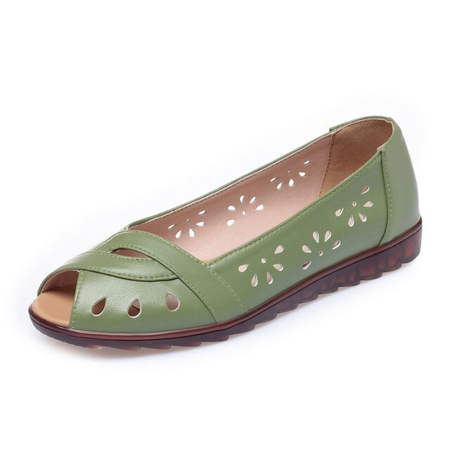 open toe sandals color green size 5 for women