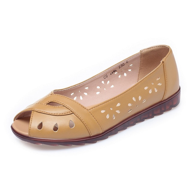 leather sandals color yellow size 5.5 for women