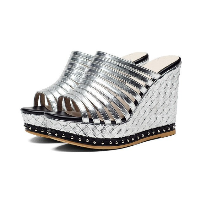 wedges sandals color silver size 6 for women