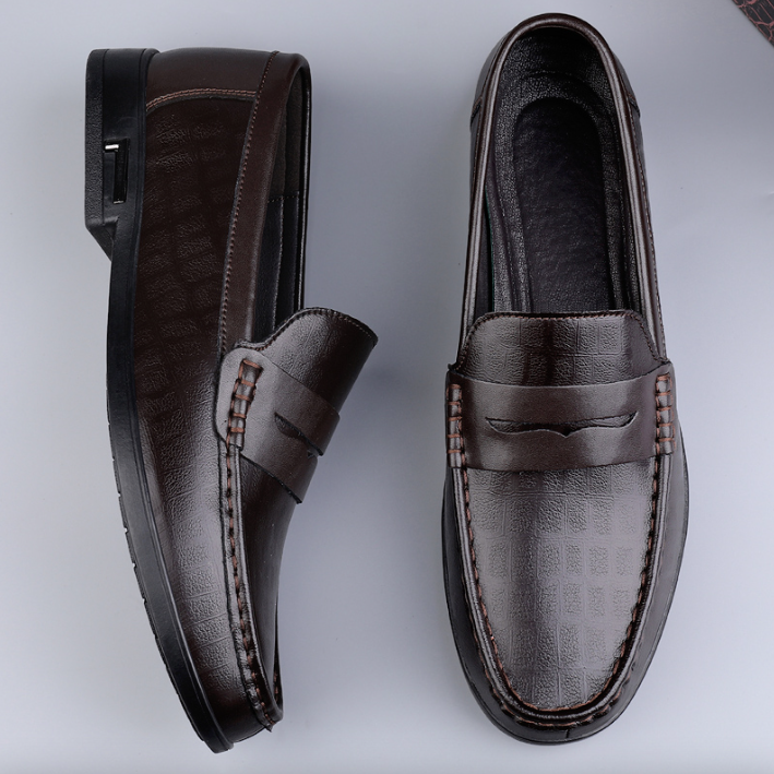 leather loafer shoes color brown size 6 for men