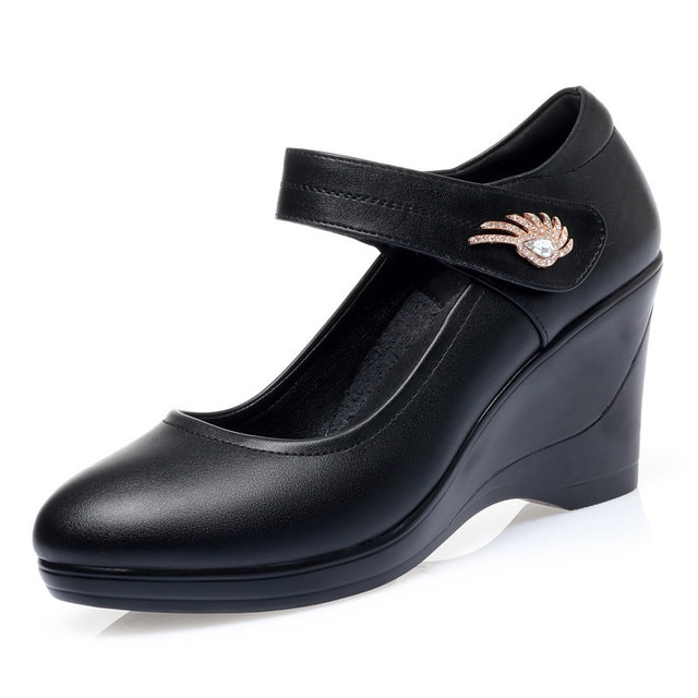 wedge platform shoes color black size 5 for women