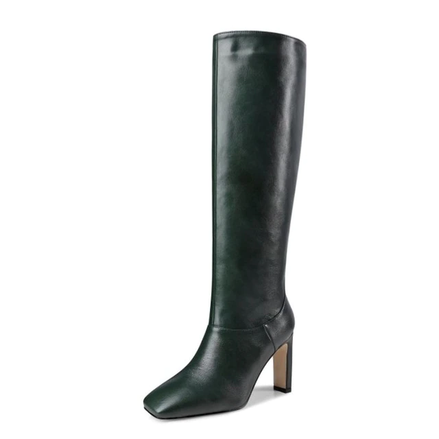 High Heel Knee High Boots Color Green Size 4.5 for Women