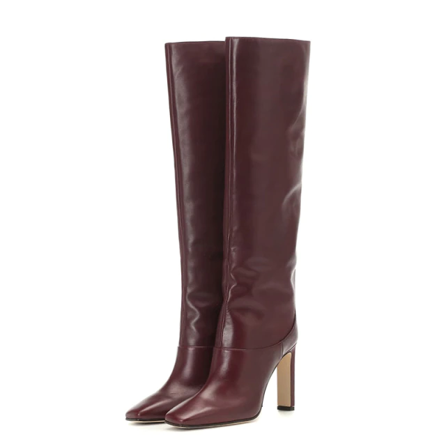 High Heel Knee High Boots Color Wine Size 55.5 for Women