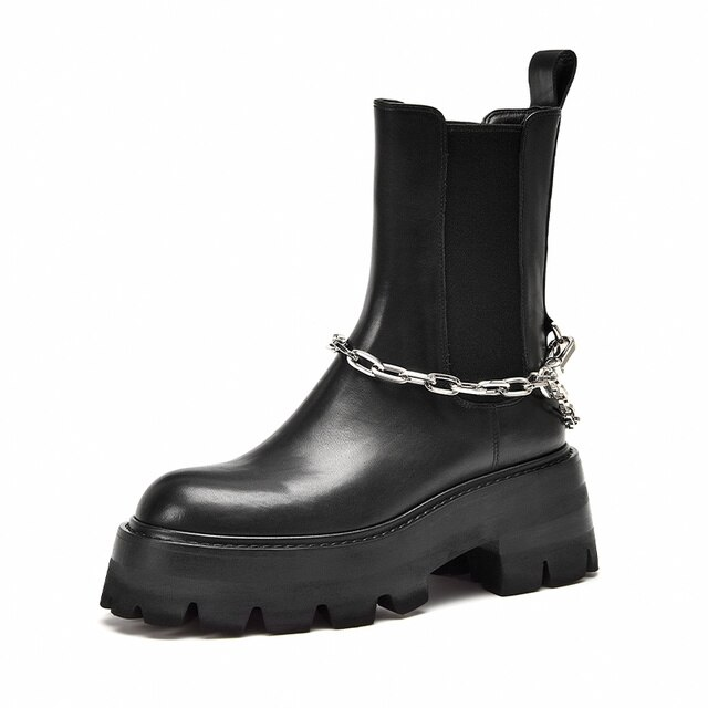 platform boots color black size 6 for women