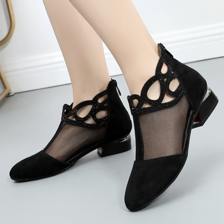 mesh sandals color black size 5 for women