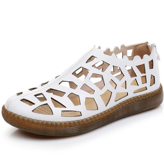 leather sandals color white size 5 for women