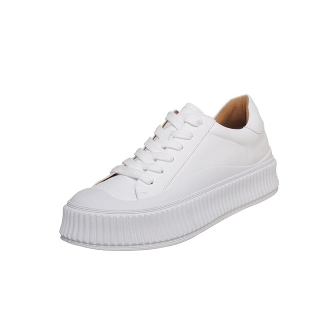 Mardin Women's Flat Leather Platform Black Sneaker