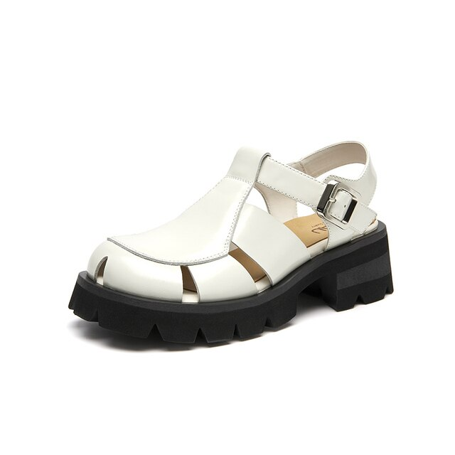 leather sandals color white size 6 for women 