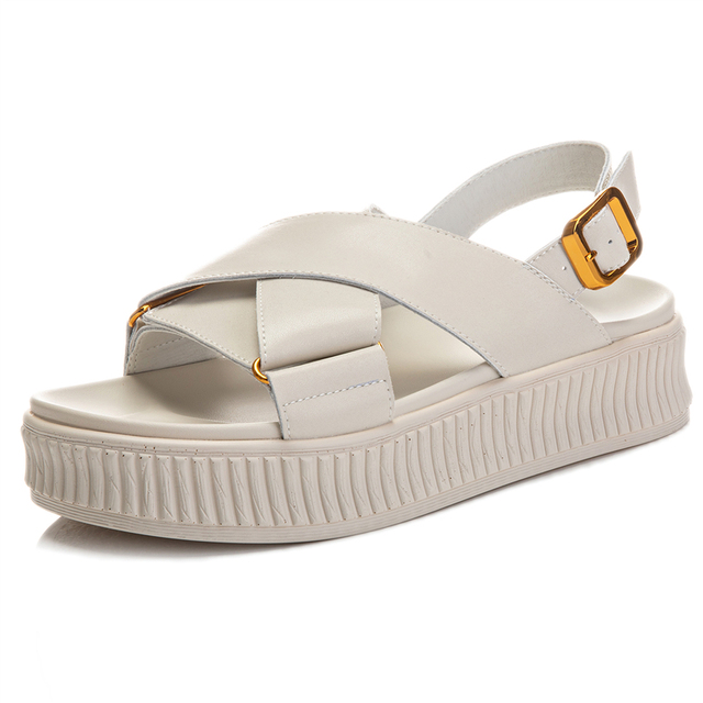 leather sandals color beige size 5.5 for women