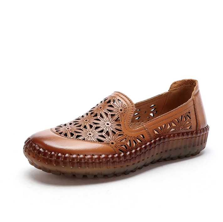 slip on loafer shoes color brown size 7 for women