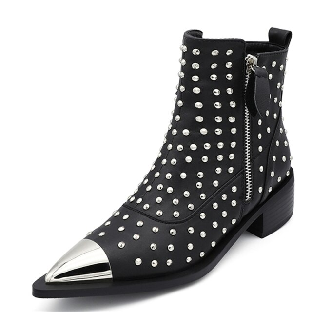 With Rivets Boots Color Black Size 8 for Women